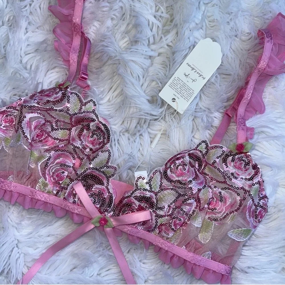 For Love & Lemons • Doreen Sequin Frilly Rose Bralette - Picture 10 of 15